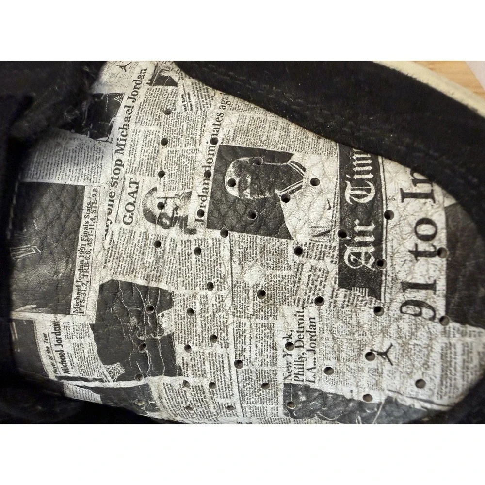Jordan 1 Mid SE Air Times Newspaper Print Black Red White Sneakers Size 11